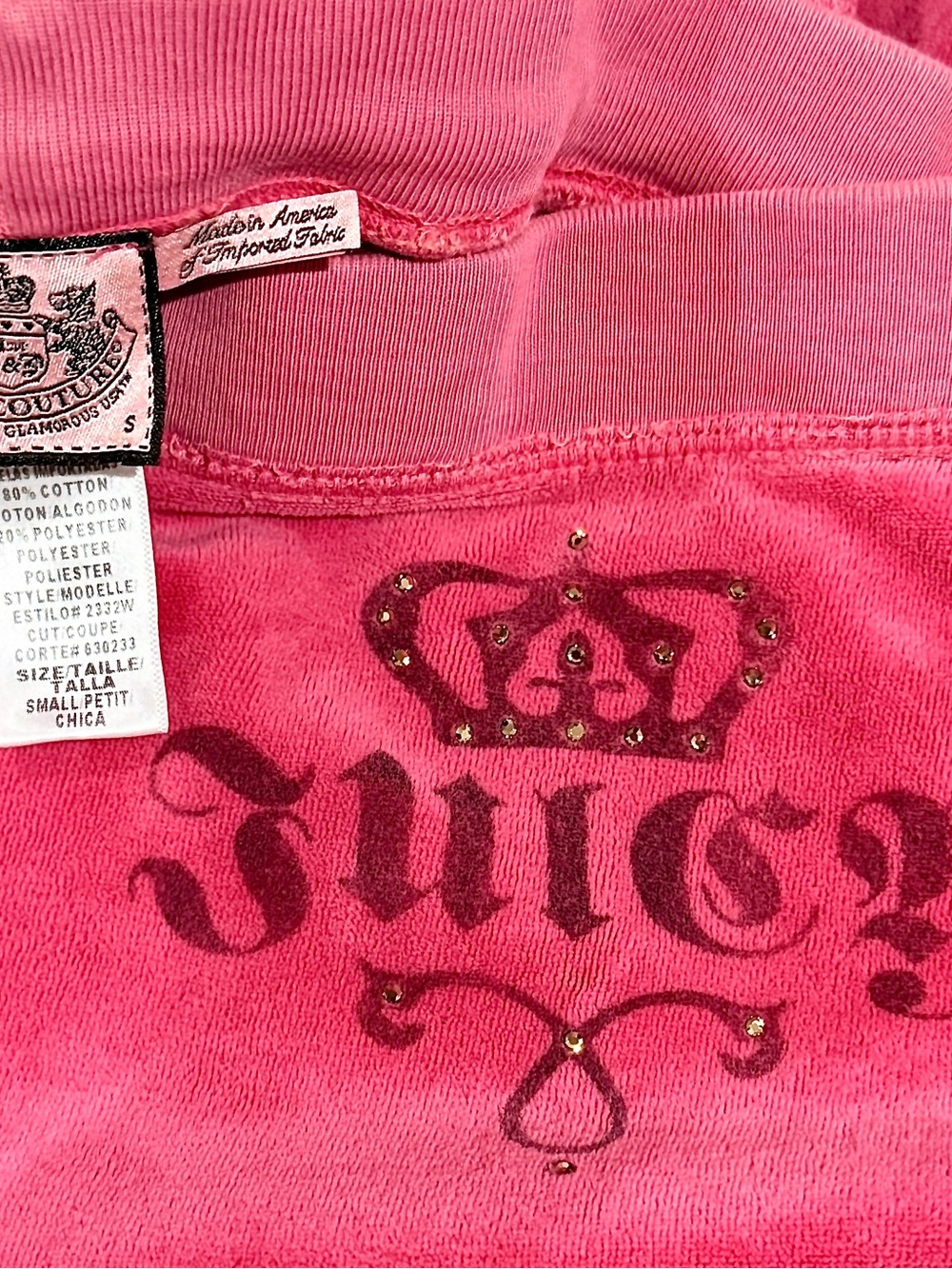 VINTAGE Juicy Couture Velour Tracksuit Set Hot Pink Butterfly Crown Y2K~Size S - Picture 5 of 16